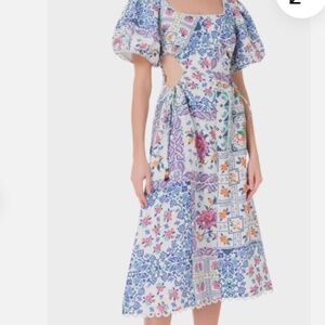 Farm Rio Anthropologie Off-White Romantic Bandanas Midi Dress